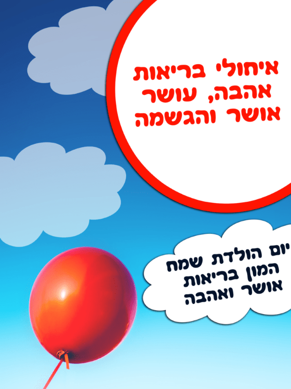 Read more about the article תמונה ליום הולדת עם מסגרת לברכה – בלון שמים עננים