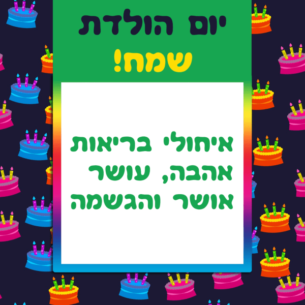 Read more about the article תמונה ליום הולדת עם מסגרת לברכה –  עוגות עם נרות